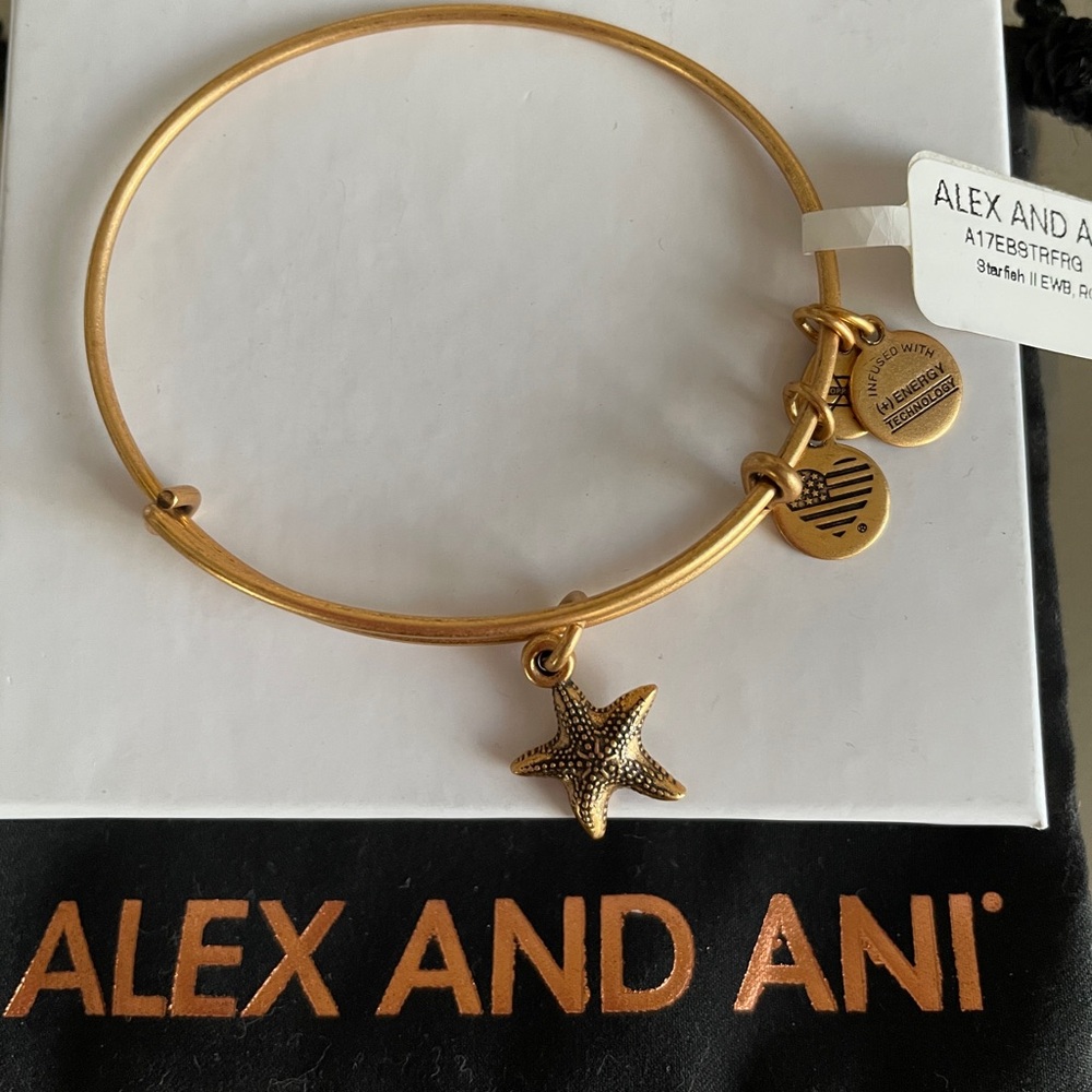 Alex and Ani Rafaelian Gold Seaside Starfish II Charm Bangle